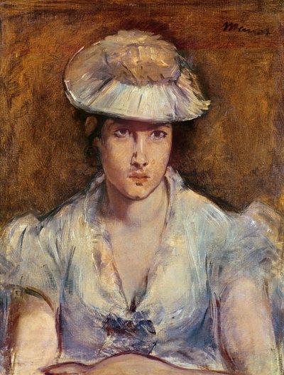 Junges Mädchen in Weiß gekleidet oder Marguerite Gauthier-Lathuille, ca. 1878 von Édouard Manet